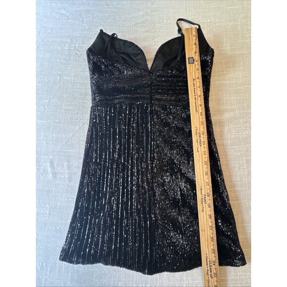 Cinderella Devine Sexy Black Sequin‎ Mini Dress  ( Altered Hem?) Size XS - Picture 9 of 9